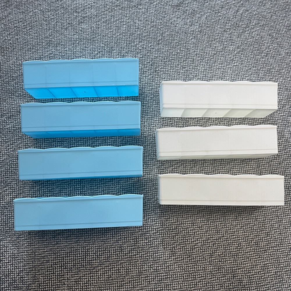 Uncluttered Designs 7pc Drawer Organizer Set Blue White 5-Compartment Bins